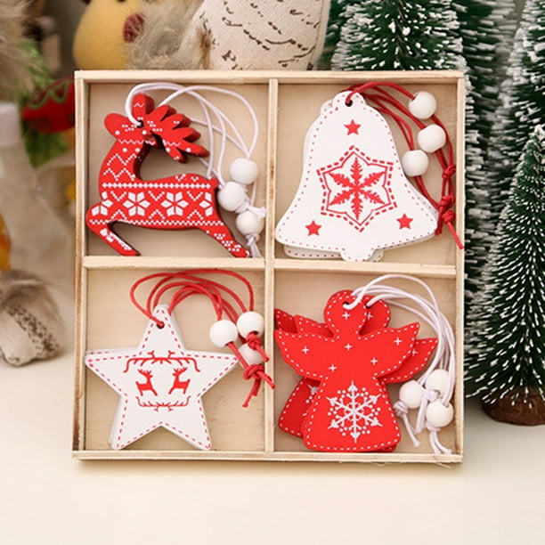 1/12x Wooden Christmas Tree Hanging Decorations Xmas Pendants Gift Ornament